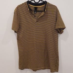 H&M Yellow and Black Striped Polo